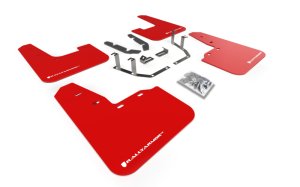 Ford Fiesta ST Mud Flap Kit - Front + Rear - Rally Armor - UR Series - Red - `18-`23